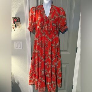 Max Studio Vibrant Red Floral Maxi Dress